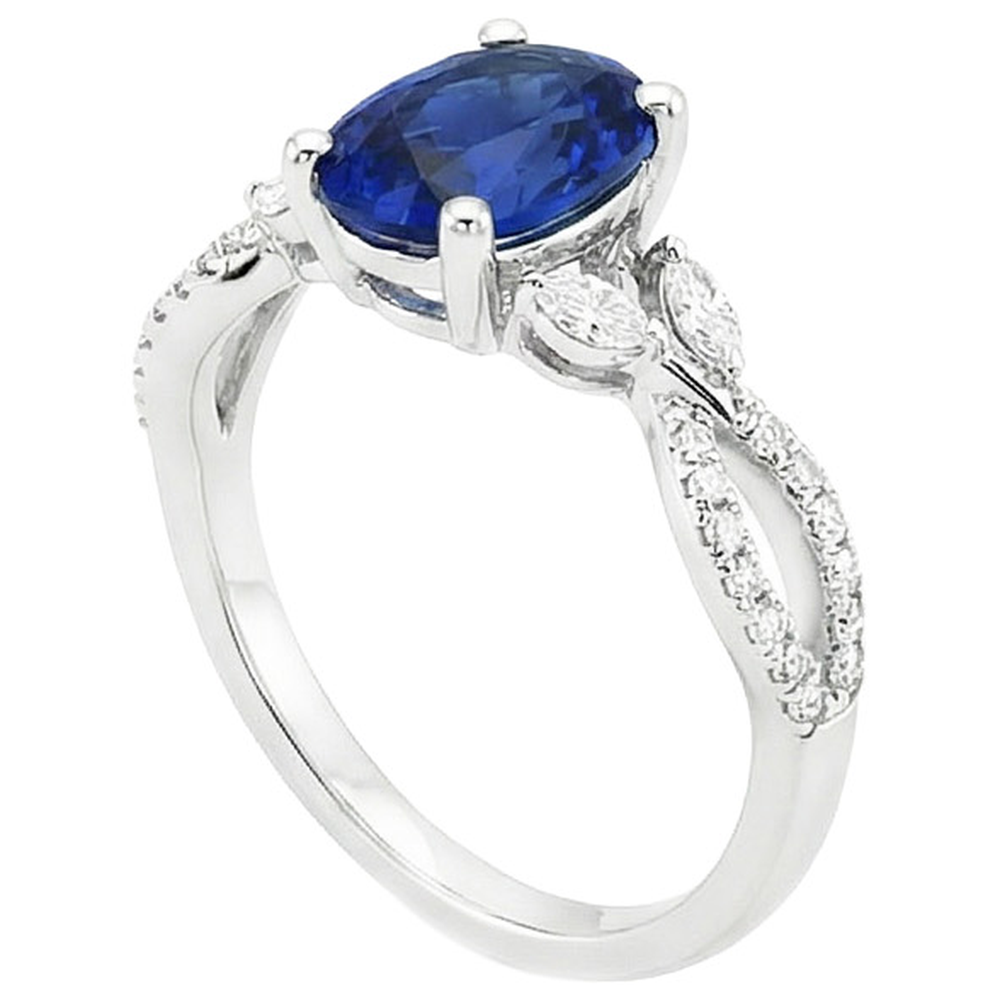 Edelsteinring mit Natürlicher Diamant ( nicht im Labor gezüchtet )akzenten Blauer Saphir 4 Karat
