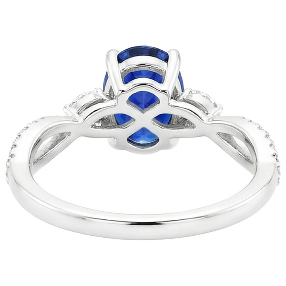 Edelsteinring mit Natürlicher Diamant ( nicht im Labor gezüchtet )akzenten Blauer Saphir 4 Karat