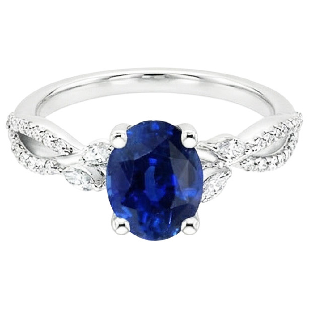 Edelsteinring mit Natürlicher Diamant ( nicht im Labor gezüchtet )akzenten Blauer Saphir 4 Karat