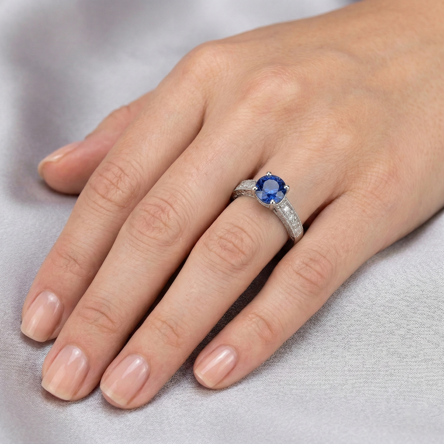 echter round diamant 14Karat ring mit Diamantbesatz
