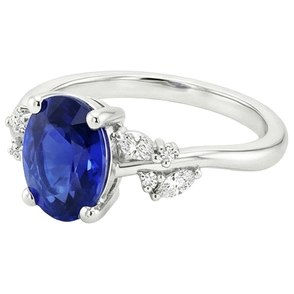 echter oval diamant 4.50Karat ring Profilansicht