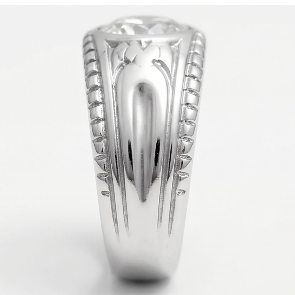 Edler Diamant Herrenring – Old Mine Cut 2 Karat 10K White Gold