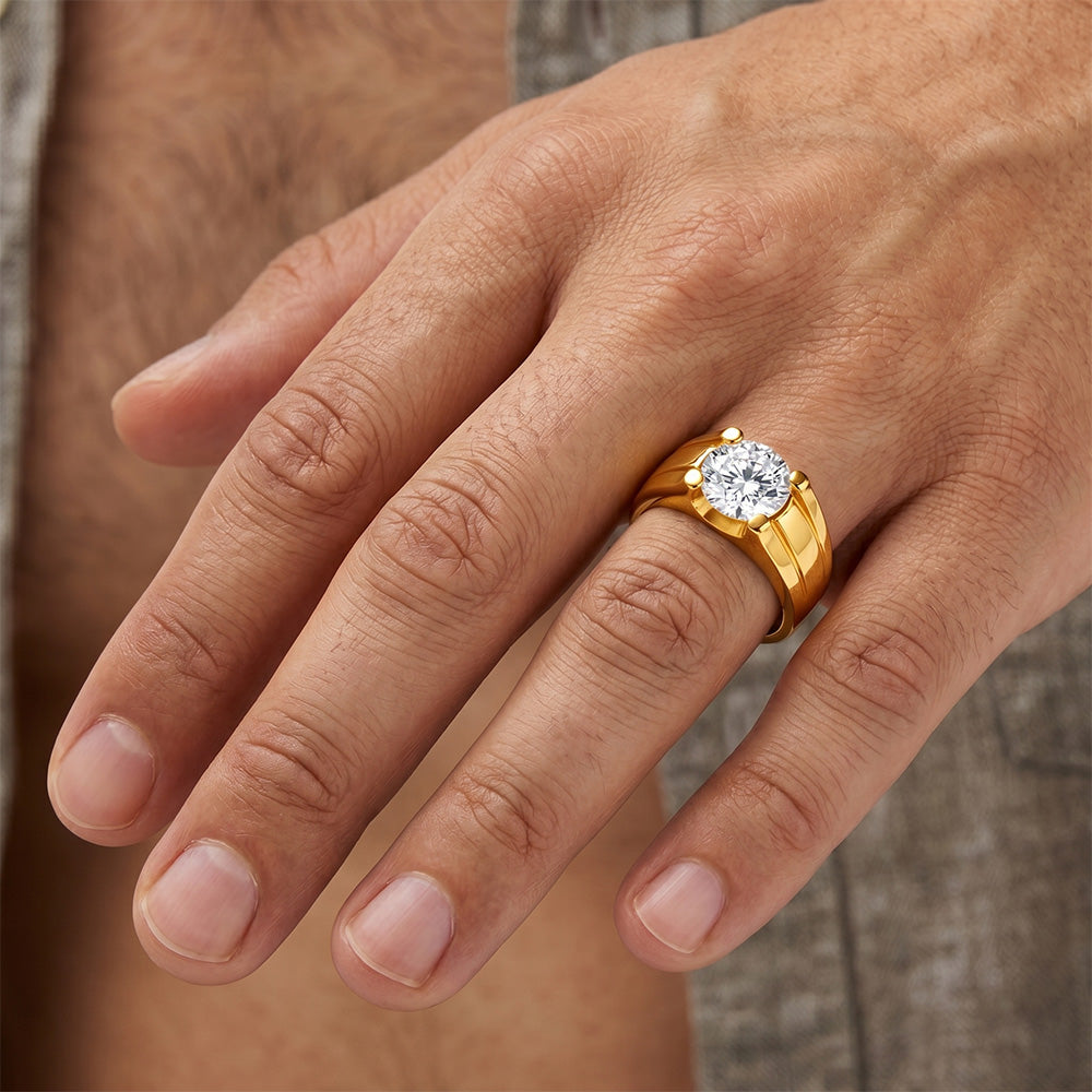 Edler Diamant im Rund-Brillant Herrenring 2 Karat – 24K Yellow