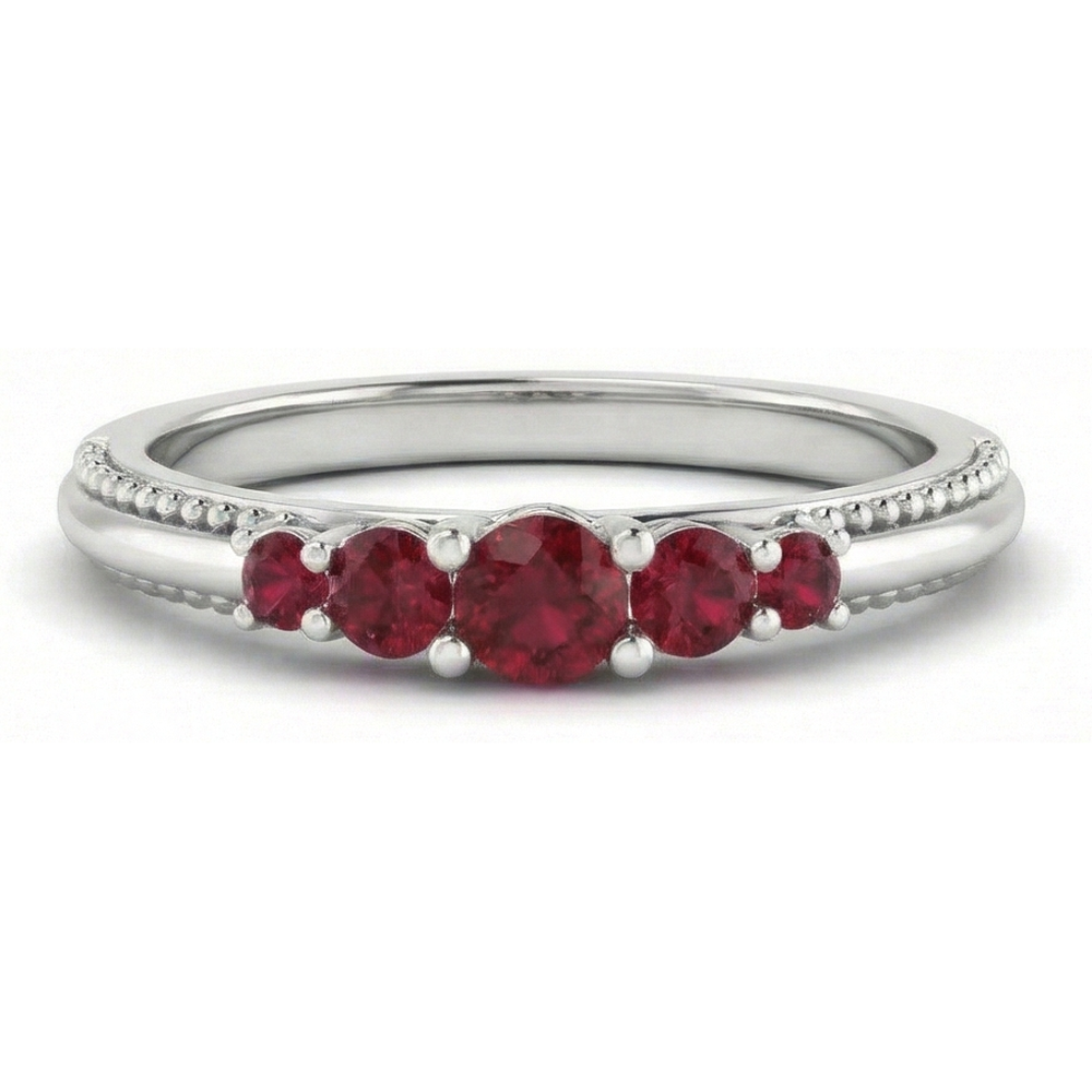 Ehering Burma Rubin 1,10 Karat Antik-Stil Schmuck Neu