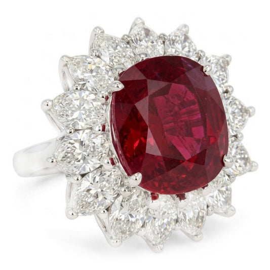Ehering Natürlicher Granat Mit Diamanten 13 Kt Weißgold 14K