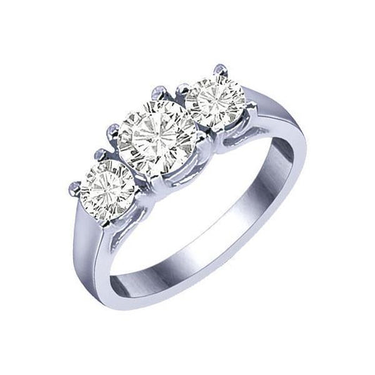 Ehering Mit Rundem Natürliche Diamanten, 1,80 Karat, Weißgold 14K