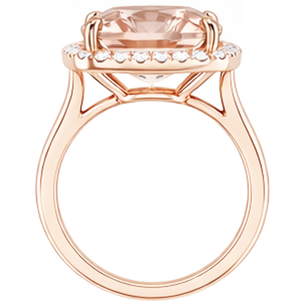 echter round morganit 14Karat ring mit Diamantbesatz