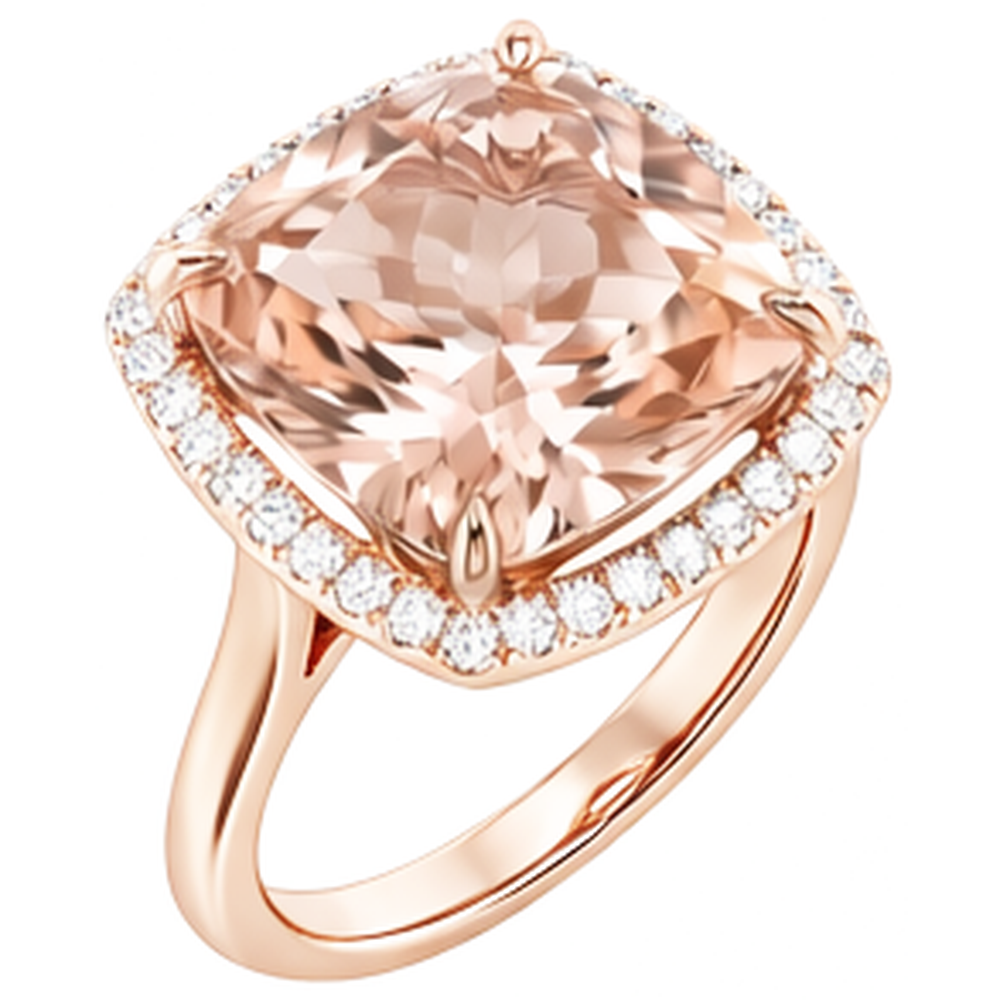 echter round morganit 14Karat ring Detailansicht