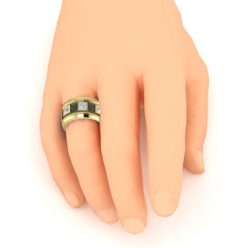 Einzigartig Zwei Farbiger Herren Ring Mit Naturlichen Aus Der Erde Gewonnenen Diamanten im Prinzess Schliff