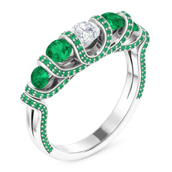 Einzigartiger Stil runder Diamant Smaragdring 3,90 Karat