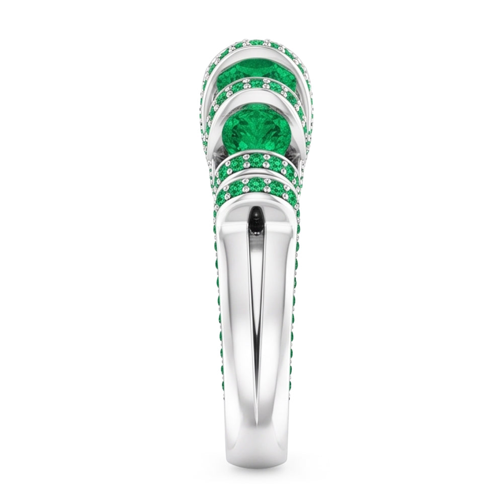 Einzigartiger Stil runder Diamant Smaragdring 3,90 Karat