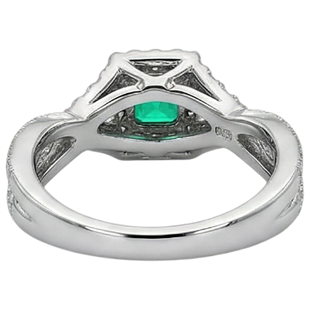 Kunstvoller Edler Smaragd Edelstein-Ring 2 Karat – Rückansicht