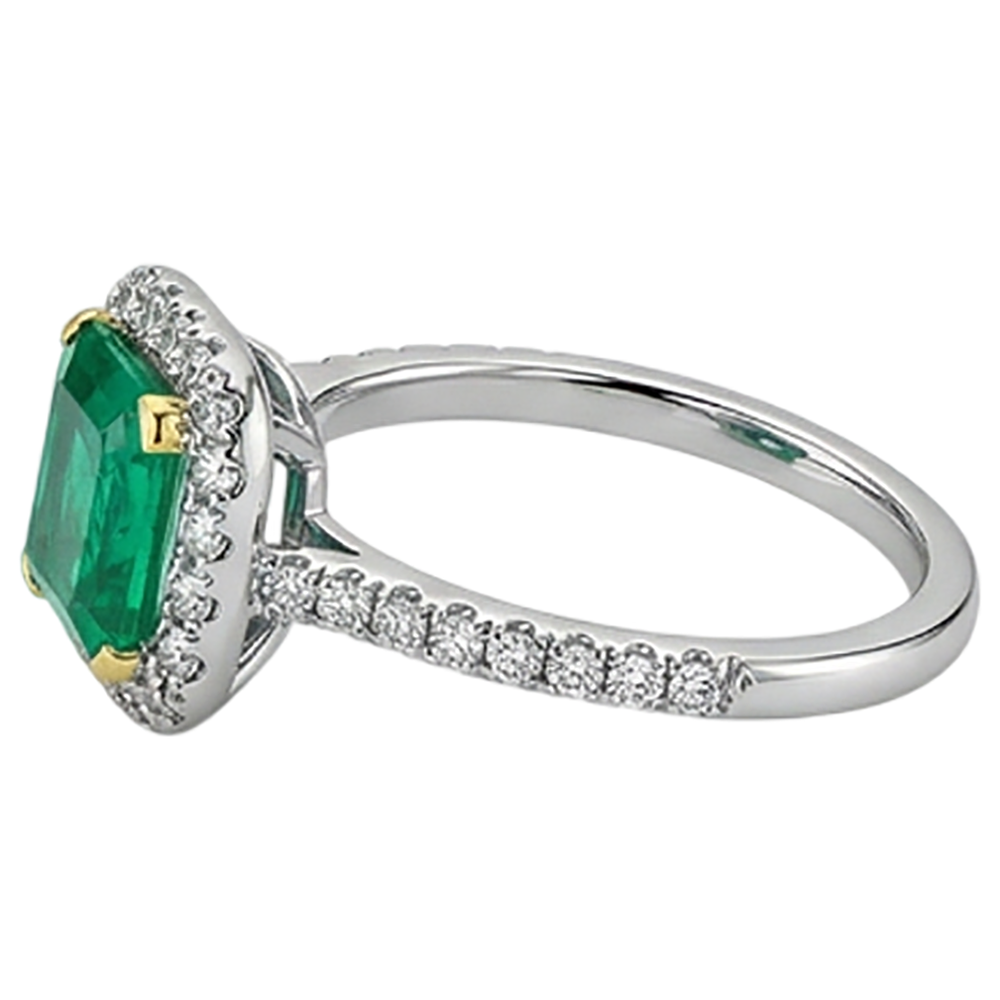 Prinzess Edler Smaragd Ring in 14 Karat Zweifarbig Gold – Profilansicht
