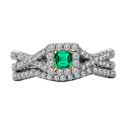 Kunstvoller Edelstein-Ring mit Pavé Edler Smaragd – 2 Karat