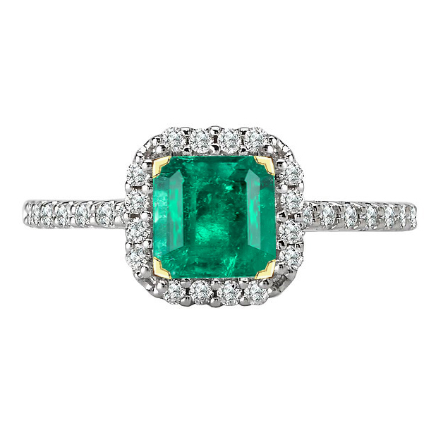 Farbstein-Ring 14 Karat Zweifarbig Gold mit Edler Smaragd – Hauptansicht