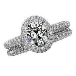 Old Mine Cut Brillant Halo-Ring in 14K Weißgold – 4 Karat