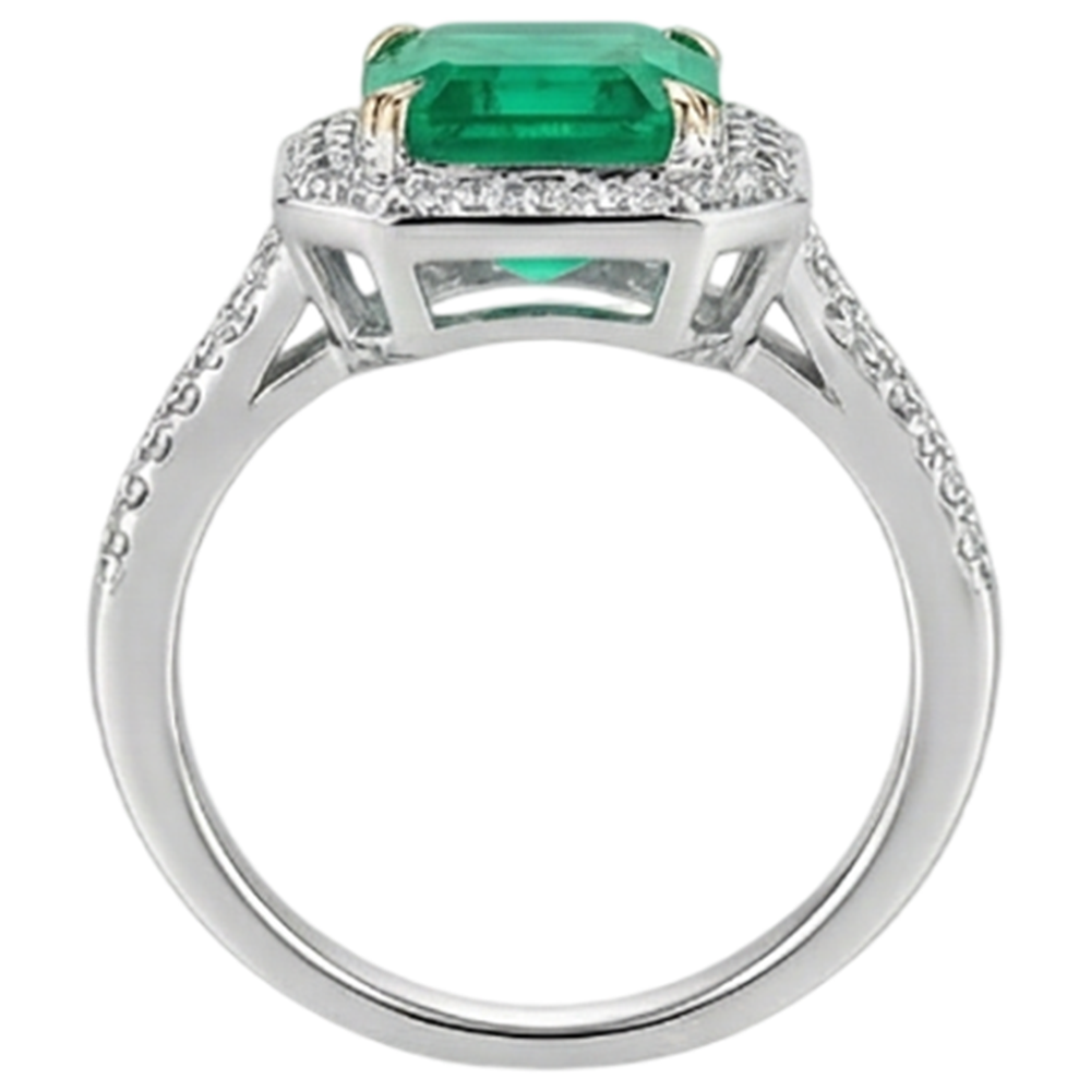 Edler Smaragd Edelstein-Ring 2-Karat Bicolor 14K Gold – Alternative Ansicht