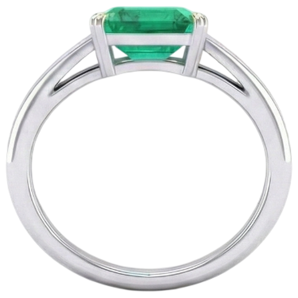Smaragd Schmuckstein-Ring 4-Karat Zweifarbiges 14K Gold – Profilansicht