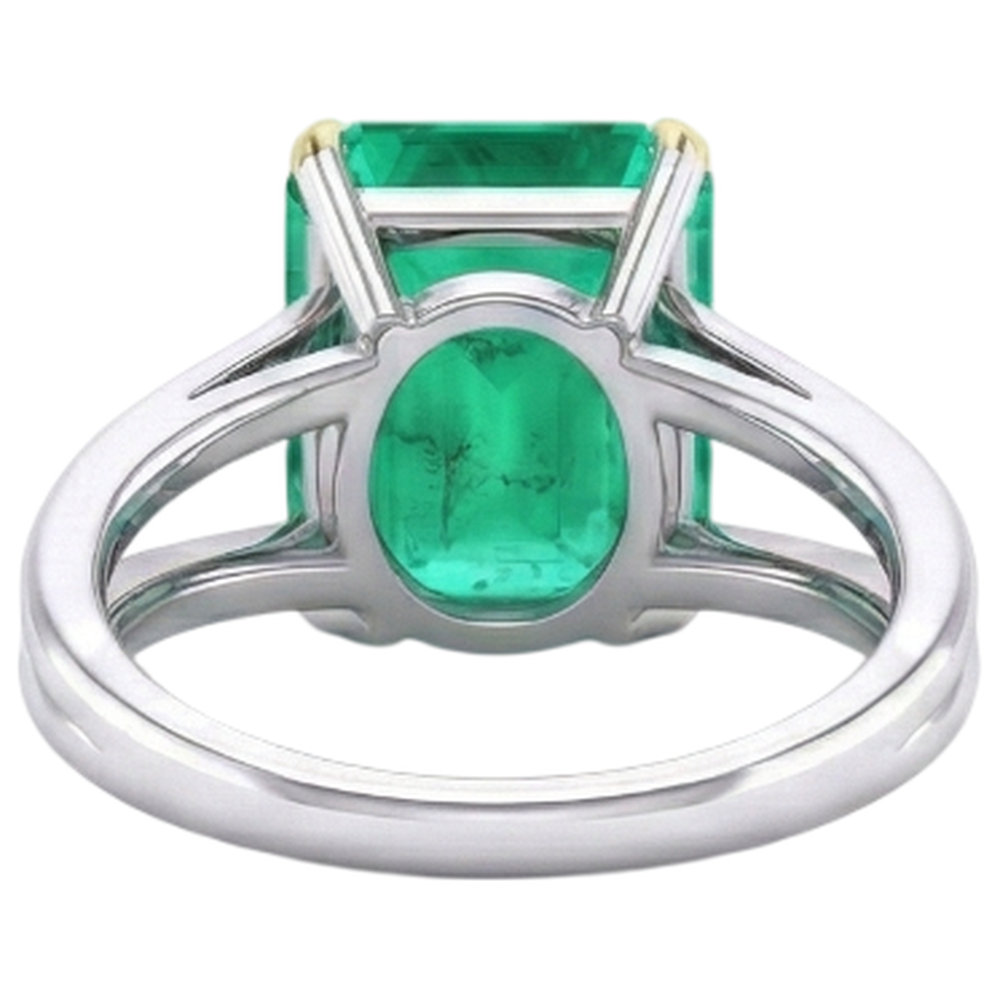 Schmuckstein-Ring Zweifarbiges 14K Gold mit Smaragd – Draufsicht