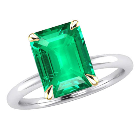 Smaragd-Schliff Smaragd Ring in 14 Karat Zweifarbig Gold – Hauptansicht