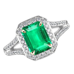 Funkelnder Geteilte Schiene Edler Smaragd Edelstein-Ring – 2