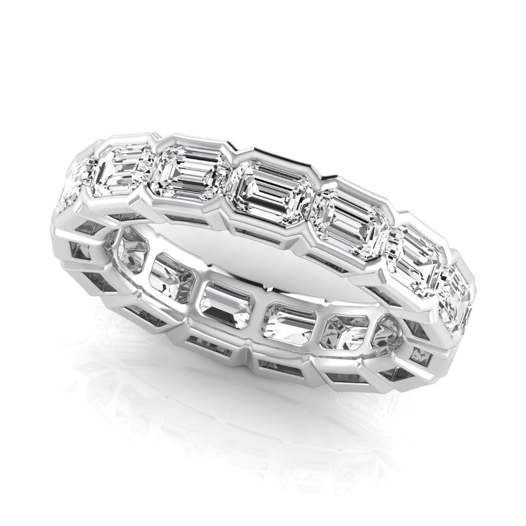 Treppen-Schliff Diamant Ring in 14K Weißgold – Seitenansicht