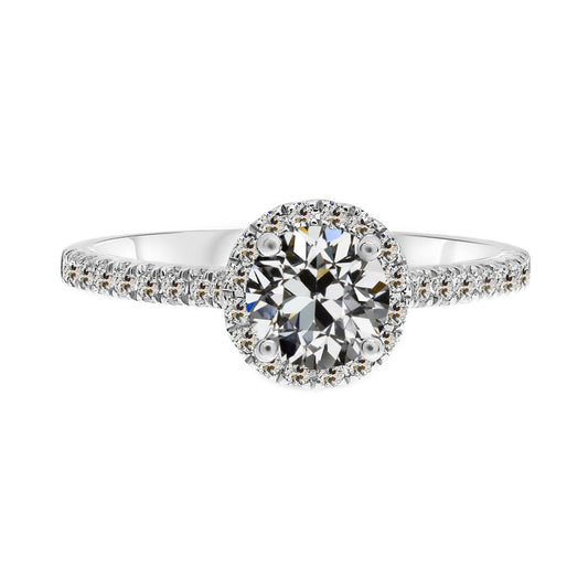Authentischer Edler Diamant Halo-Fassung Ring 1,50 Karat 14 Karat Weißgold – Hauptansicht