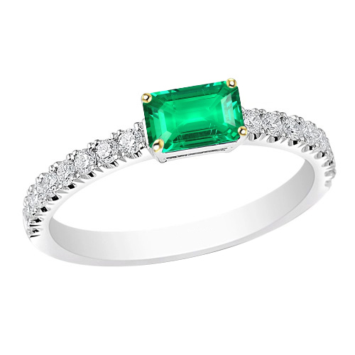 Farbstein-Ring Bicolor 14K Gold mit Smaragd – Hauptansicht
