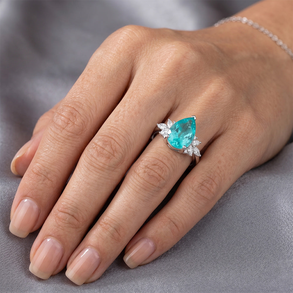 Erdgewonnener Birnen-Schliff Paraiba-Turmalin Schmuckstein-Ring