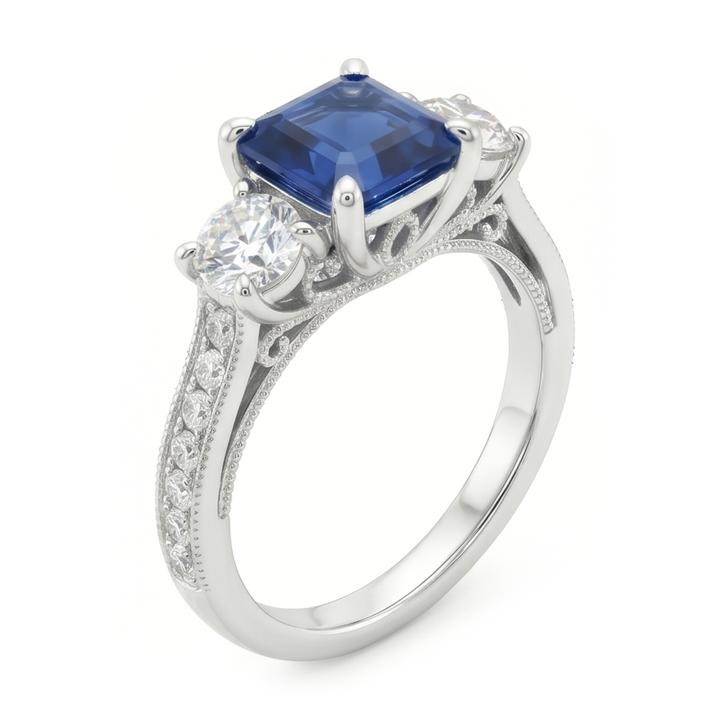 Erdgewonnener Kornblumenblauer Saphir Edelstein-Ring – 14K