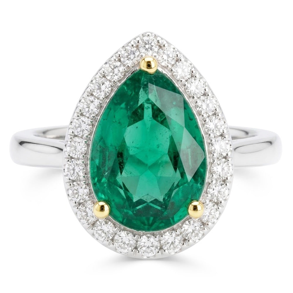 Erdgewonnener Smaragd Farbstein-Ring – Zweifarbiges 14K Gold 2
