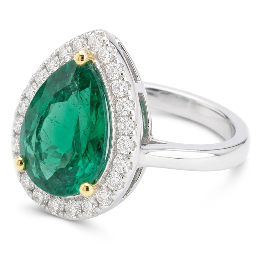 Erdgewonnener Smaragd Farbstein-Ring – Zweifarbiges 14K Gold 2