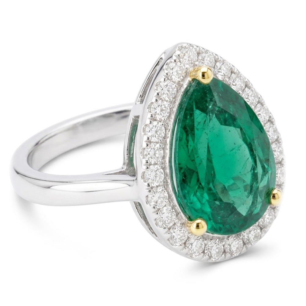 Erdgewonnener Smaragd Farbstein-Ring – Zweifarbiges 14K Gold 2