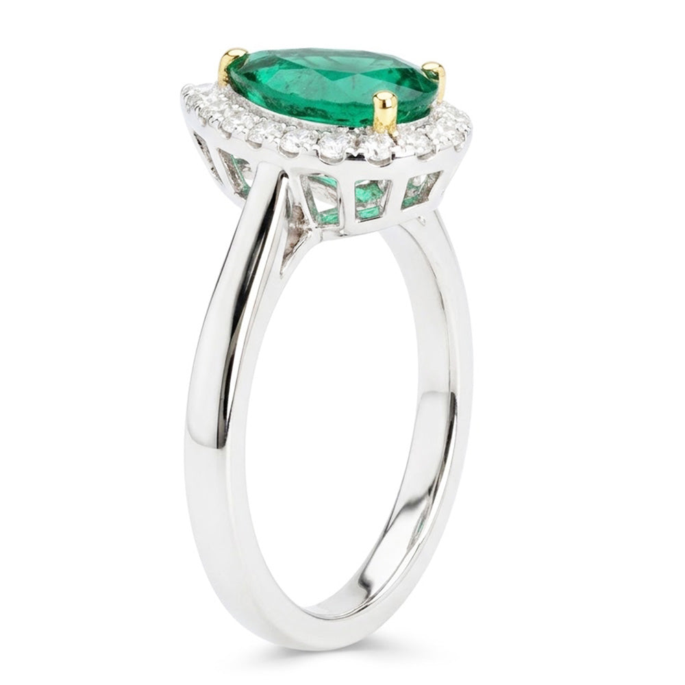 Erdgewonnener Smaragd Farbstein-Ring – Zweifarbiges 14K Gold 2