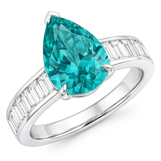 Erdgewonnener Tropfen-Schliff Paraiba-Turmalin Schmuckstein-Ring