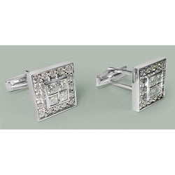 Extra Große Manschettenknöpfe 2 Cm x 2 Cm 8 Karat Echt Diamant Wg Herren-Accessoires