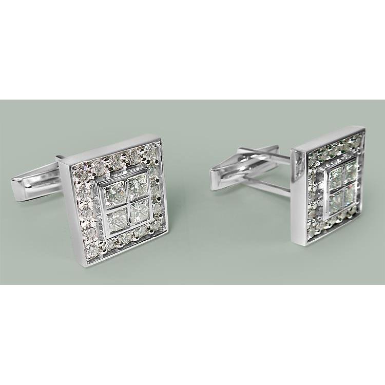 Extra Große Manschettenknöpfe 2 Cm x 2 Cm 8 Karat Echt Diamant Wg Herren-Accessoires