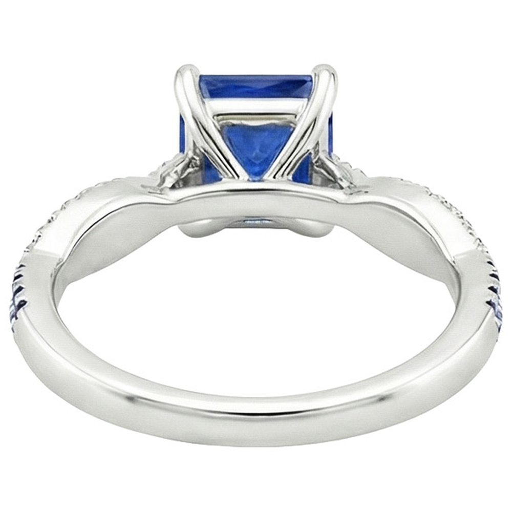 Fancy Diamant Verlobungsring Blaue Ceylon Saphire 3,45 Karat Gold
