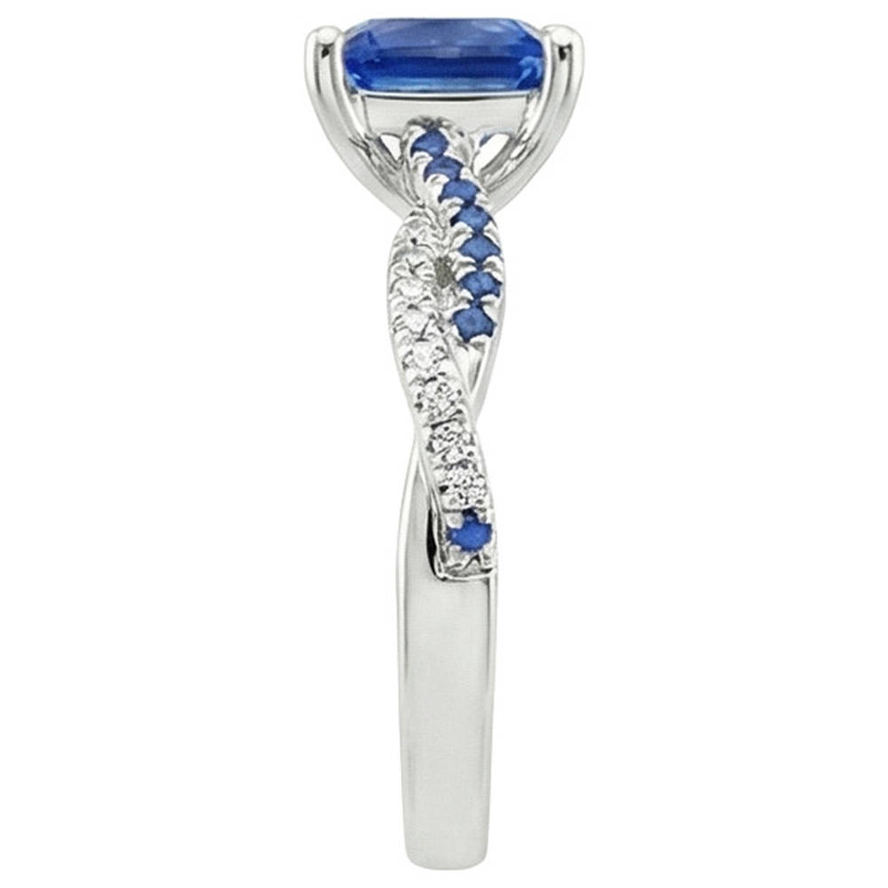 Fancy Diamant Verlobungsring Blaue Ceylon Saphire 3,45 Karat Gold