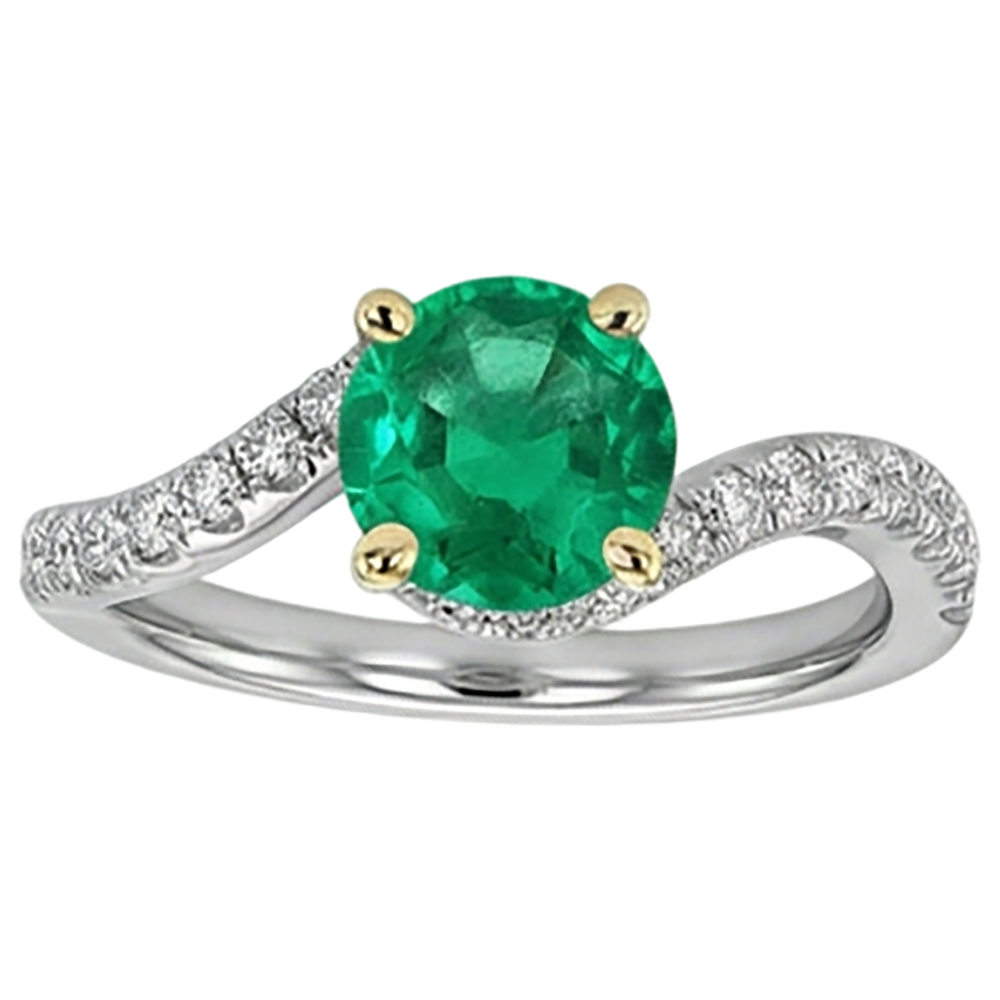 Authentischer Smaragd Schmuckstein-Ring 2,50 Karat 14 Karat Zweifarbig Gold – Seitenansicht
