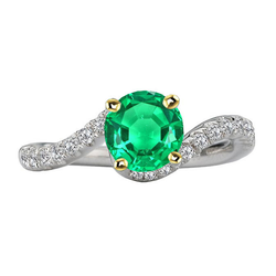 Gedrehte Schiene Schmuckstein-Ring – Smaragd 2,50 Karat 14 Karat