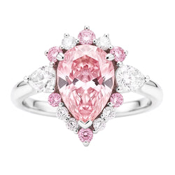 Fancy-Pink-Diamant-Verlobungsring 2 Karat natürlicher Tropfenschliff Semi-Halo Platin