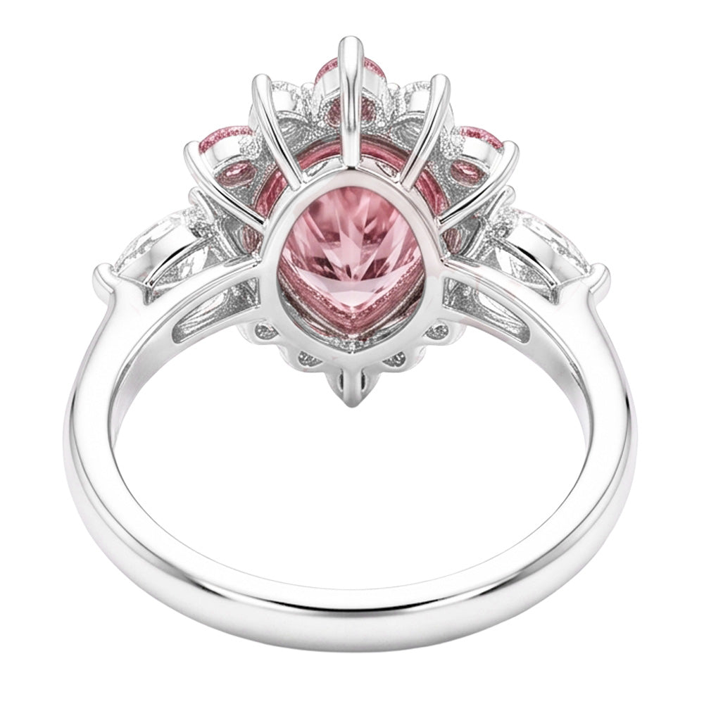 Fancy-Pink-Diamant-Verlobungsring 2 Karat natürlicher Tropfenschliff Semi-Halo Platin