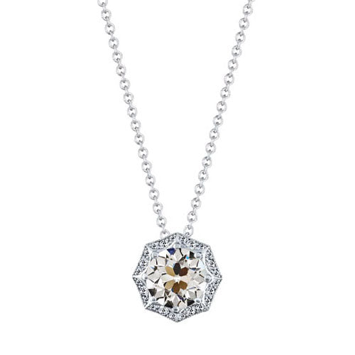 Antik-Kissen-Schliff Diamant Ring in 14K Weißgold – Hauptansicht