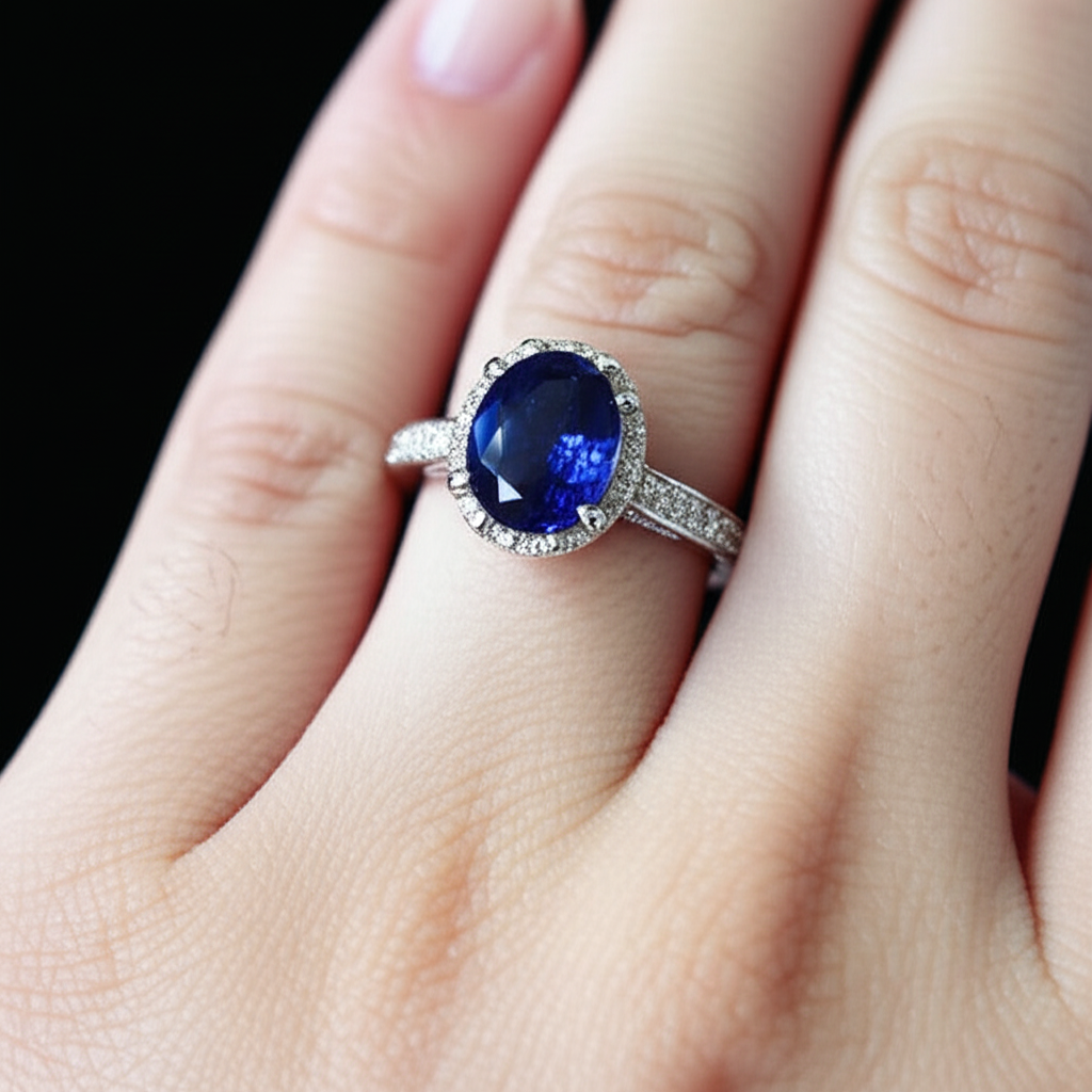 echter oval diamant 1.40Karat ring auf Weiß