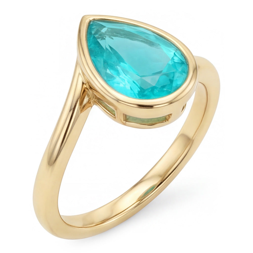 Farbstein-Ring 14 Karat Gelbgold – Paraiba-Turmalin