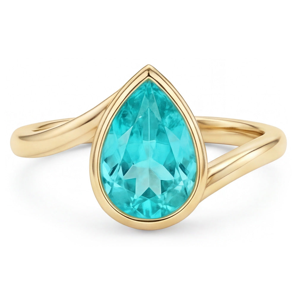 Farbstein-Ring 14 Karat Gelbgold – Paraiba-Turmalin