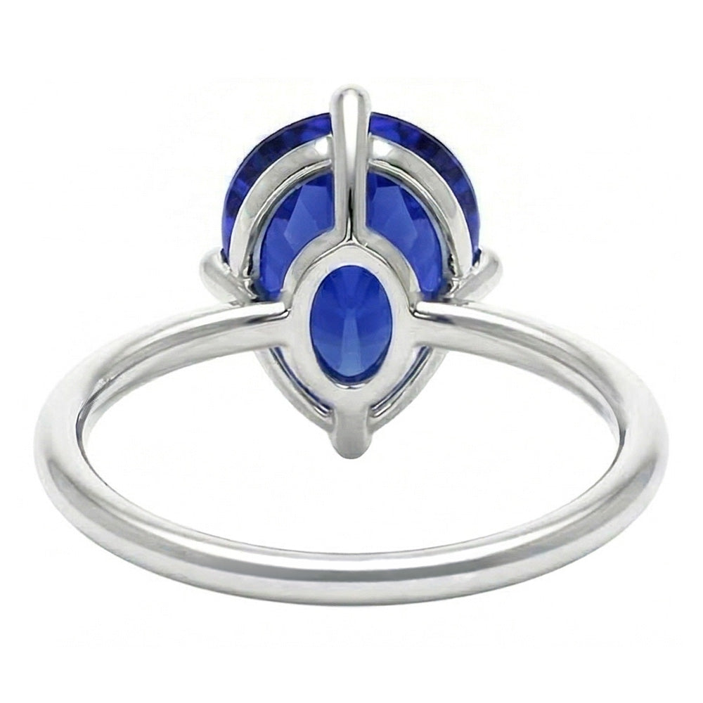 Farbstein-Ring 14 Karat Weißgold – Blauer Saphir Birnen-Schliff