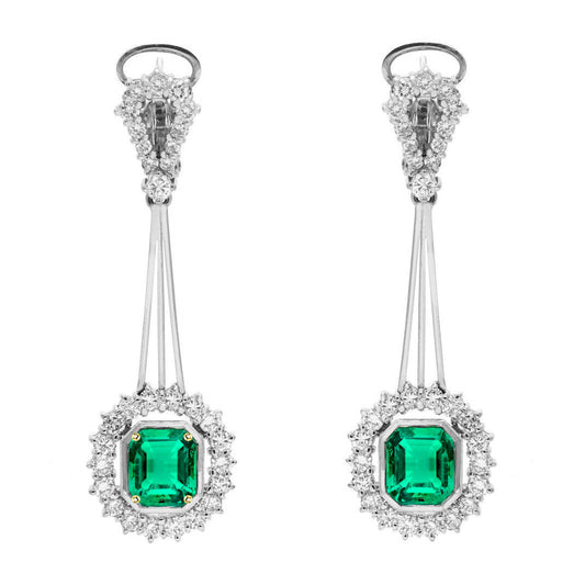 Naturreiner Smaragd Gemstone Earring 1,50 Karat Bicolor 14K Gold – Hauptansicht