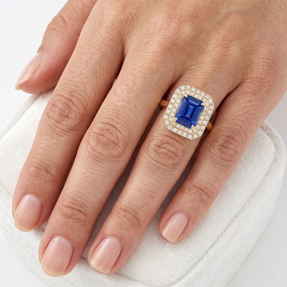 Feiner VVS Reinheit Royalblauer Saphir Edelstein-Ring – 4 Karat